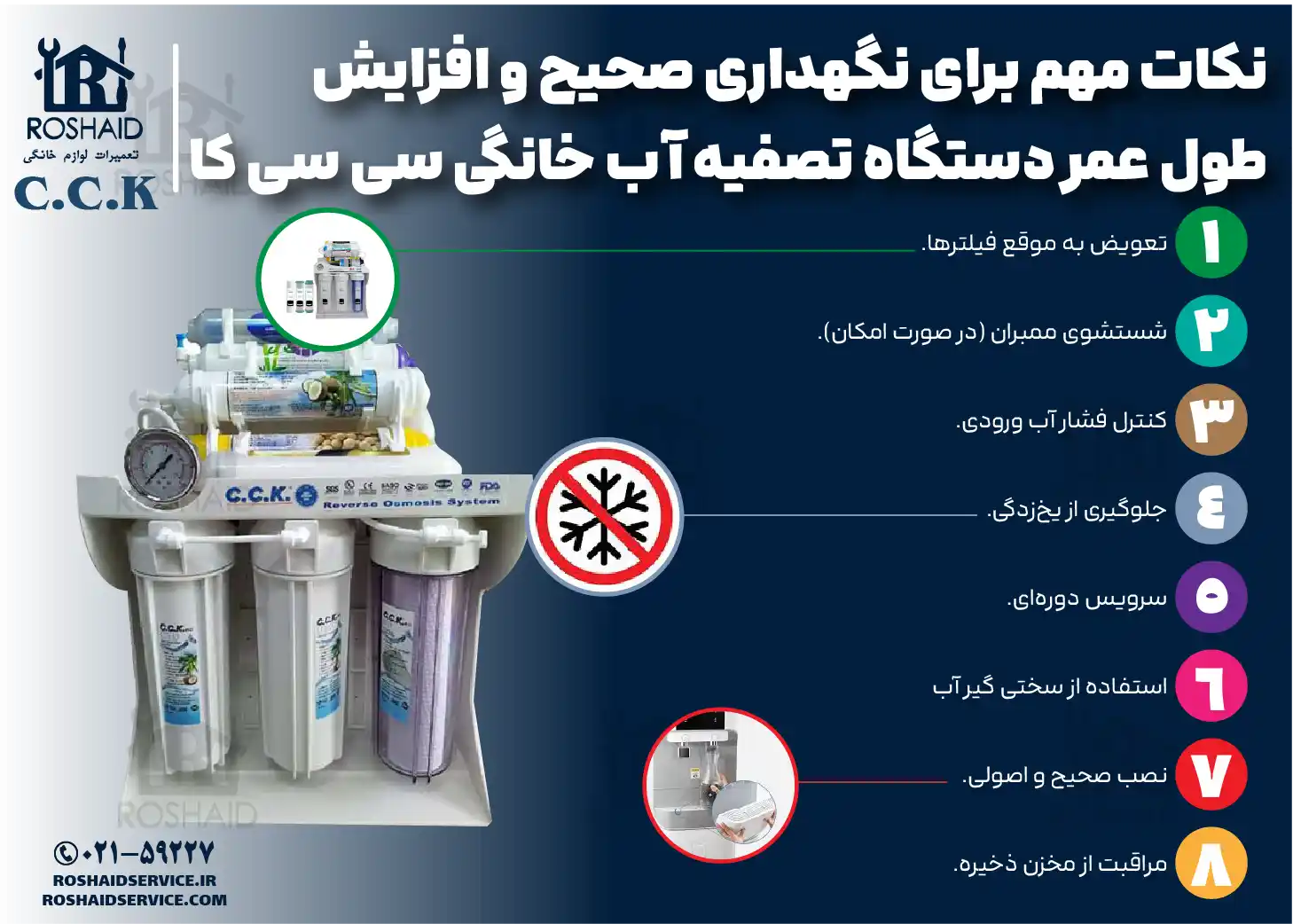 نکات مهم برای نگهداری صحیح و افزایش طول عمر دستگاه تصفیه آب خانگی سی سی کا